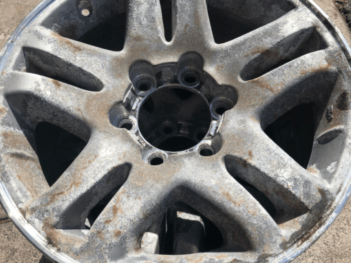 before and after image of car rim