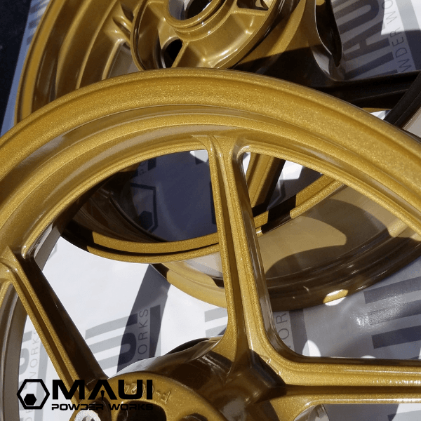 Clear over metallic gold motorcycle rim
