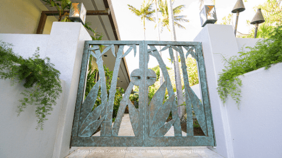 Patina entry gate full view