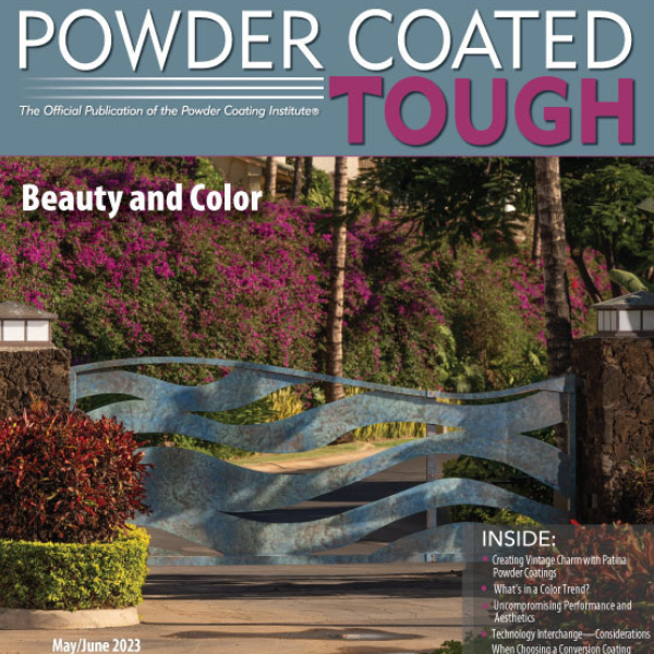 Front cover of may june issue of powder coated tough magazine