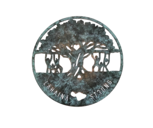 Lahaina strong banyan tree metal art trans